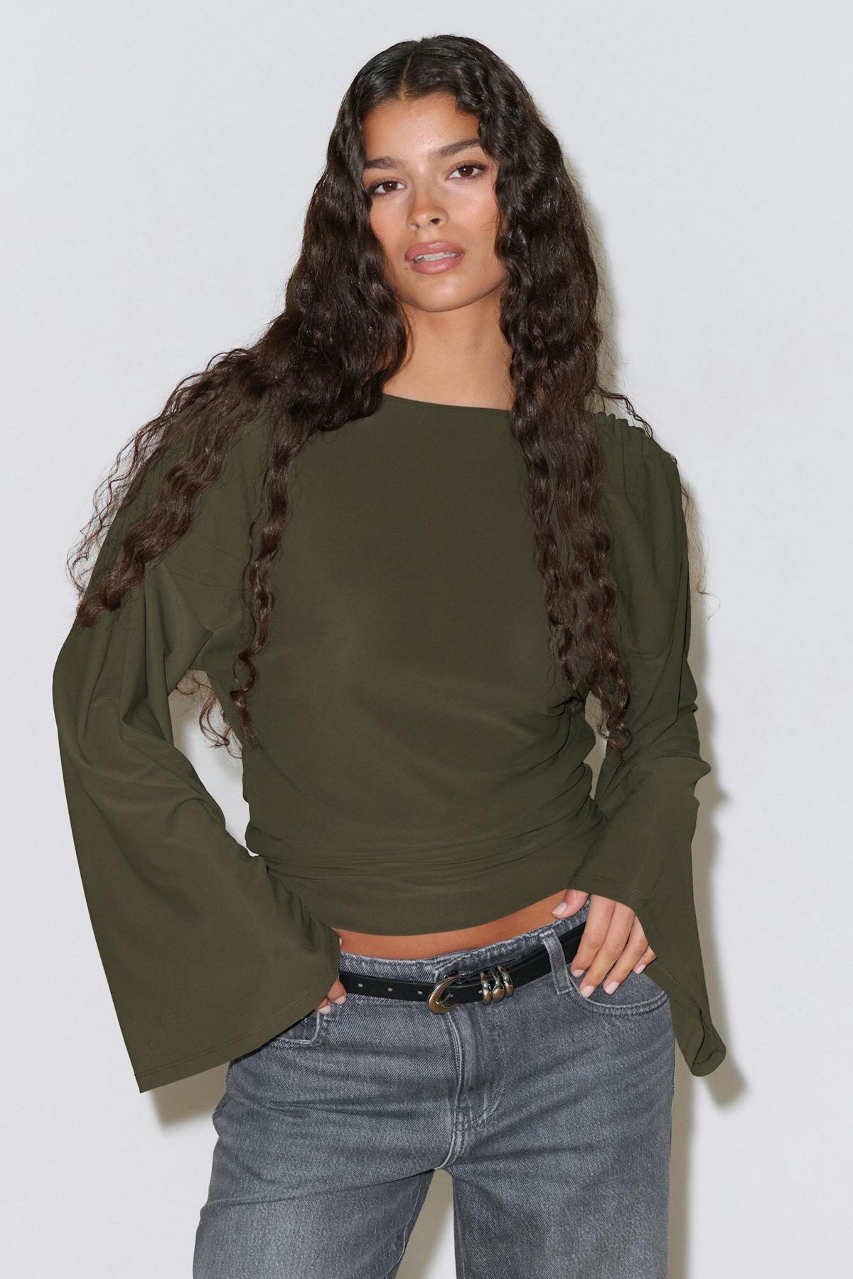 Draped back top - Vert foncé