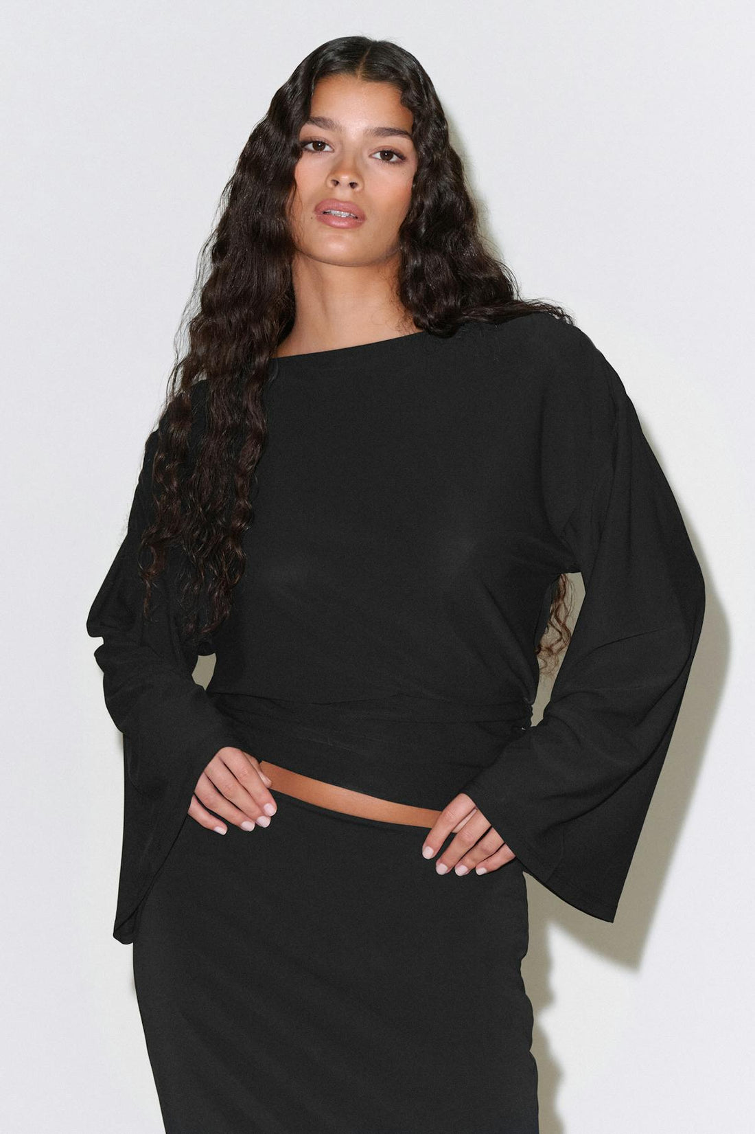 Draped back top - Noir