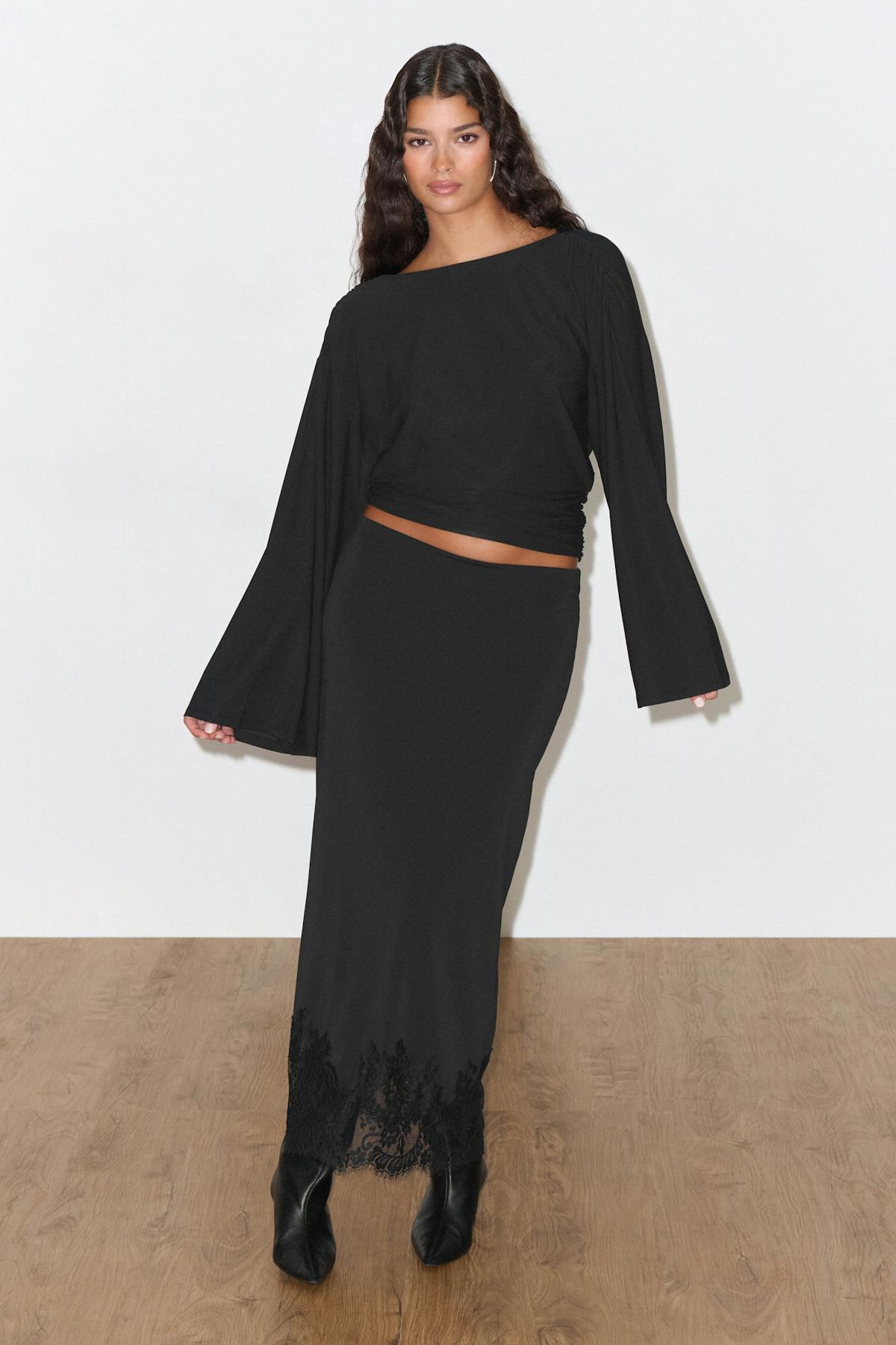 Draped back top - Noir