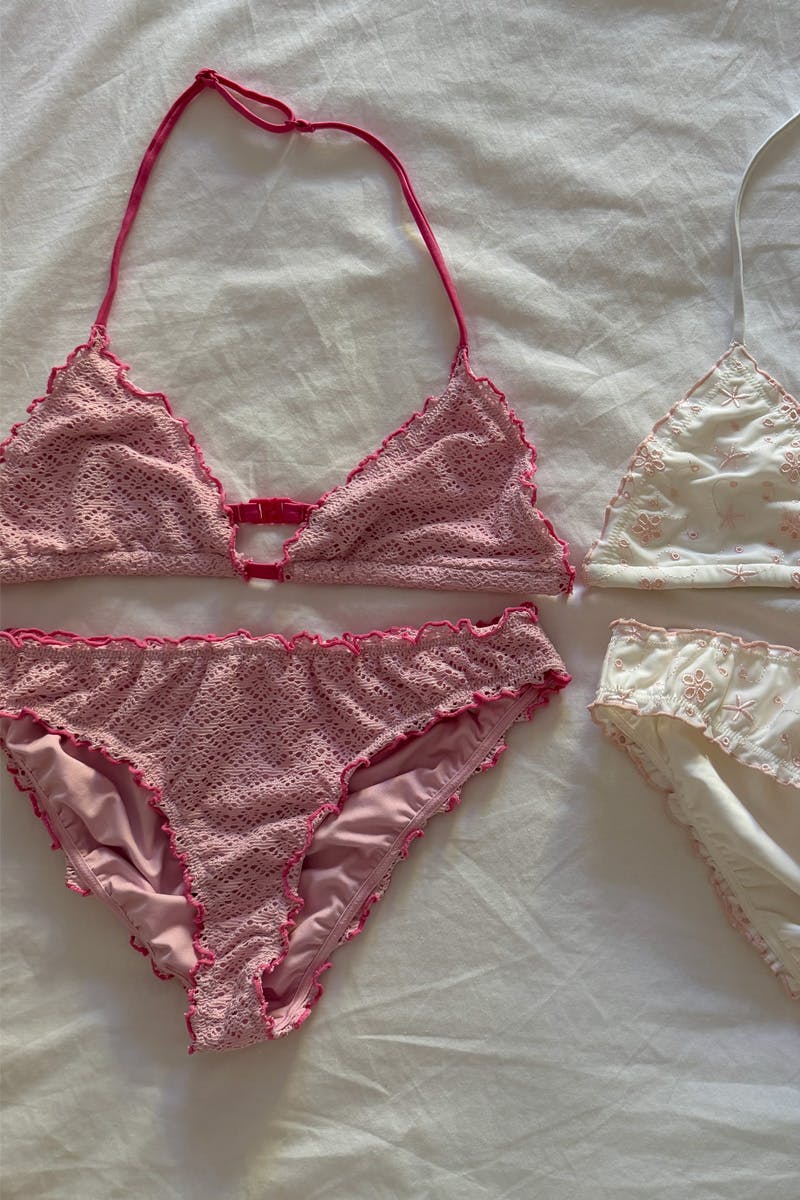 Y flounce bikini set - Blue paisley