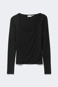Slim fit scoop neck top - Noir