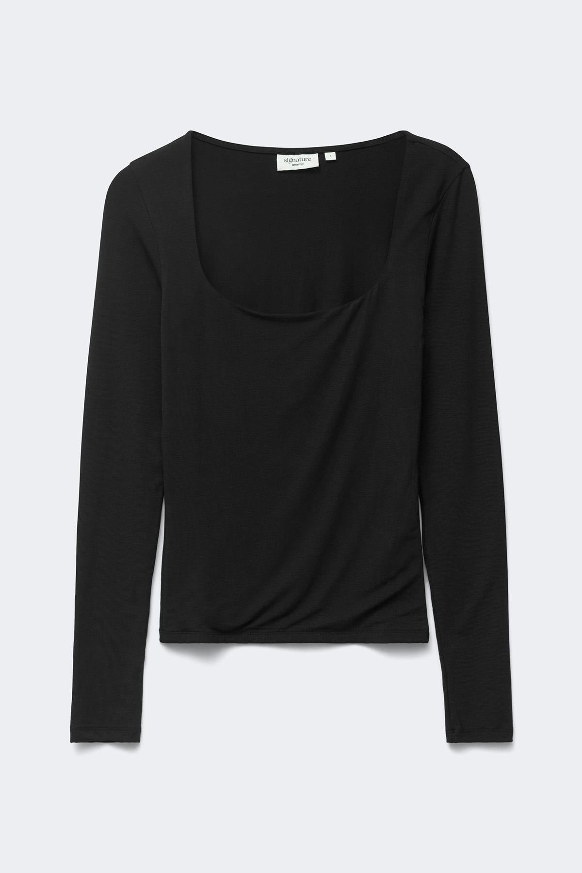 Slim fit scoop neck top - Noir