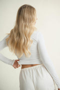 Slim fit long sleeve top - Blanc cassé