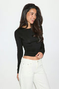 Slim fit long sleeve top - Blanc cassé