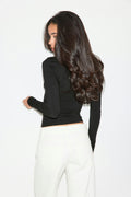 Slim fit long sleeve top - Blanc cassé