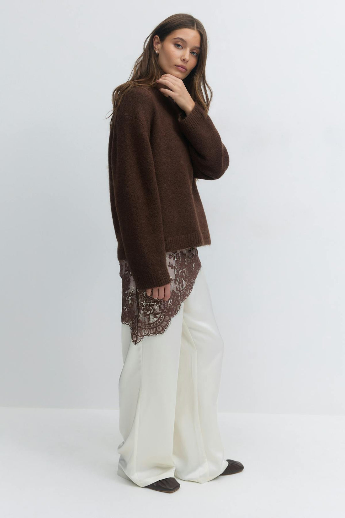 Lace hip scarf - Chocolate plum