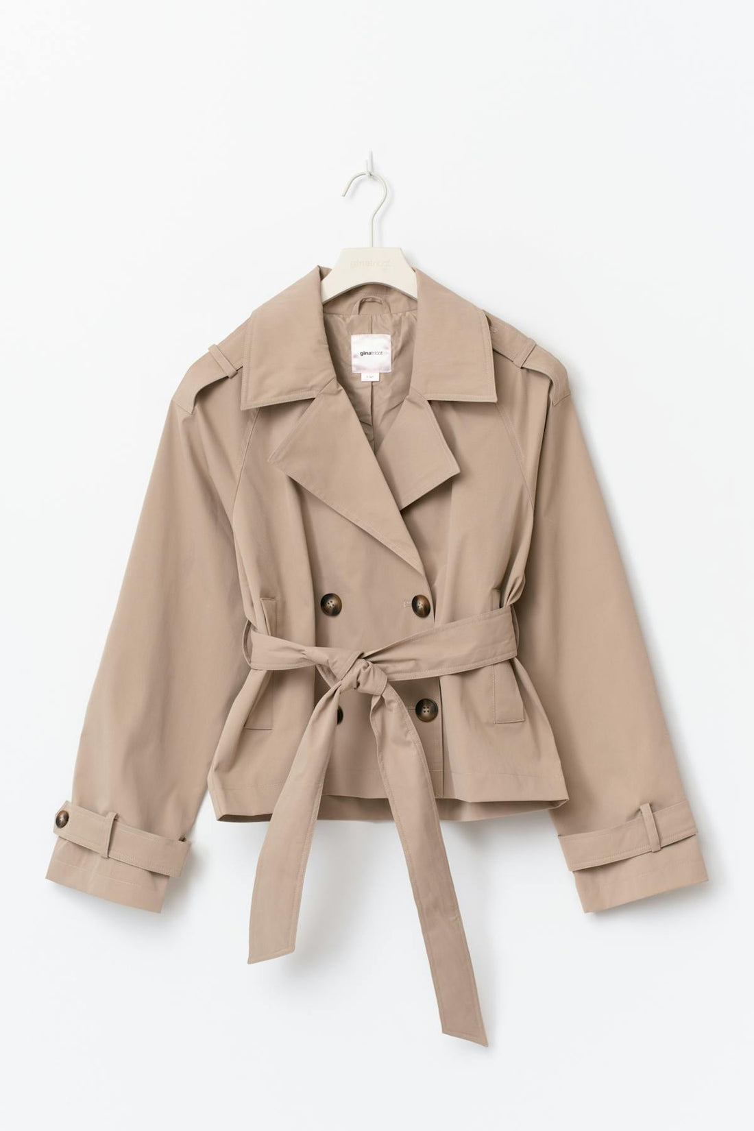 14+ short belted trench jacket - Beige