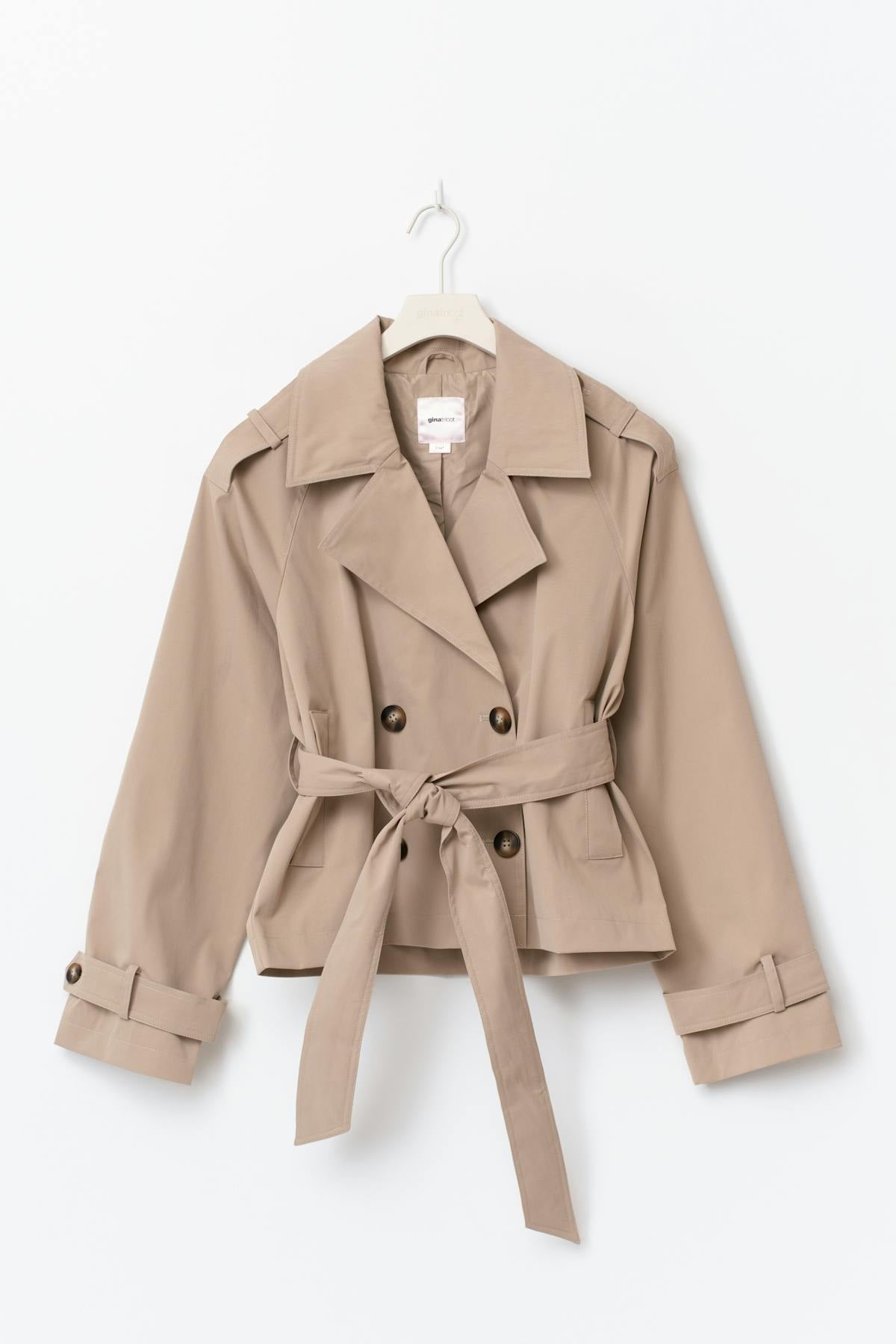 14+ short belted trench jacket - Beige