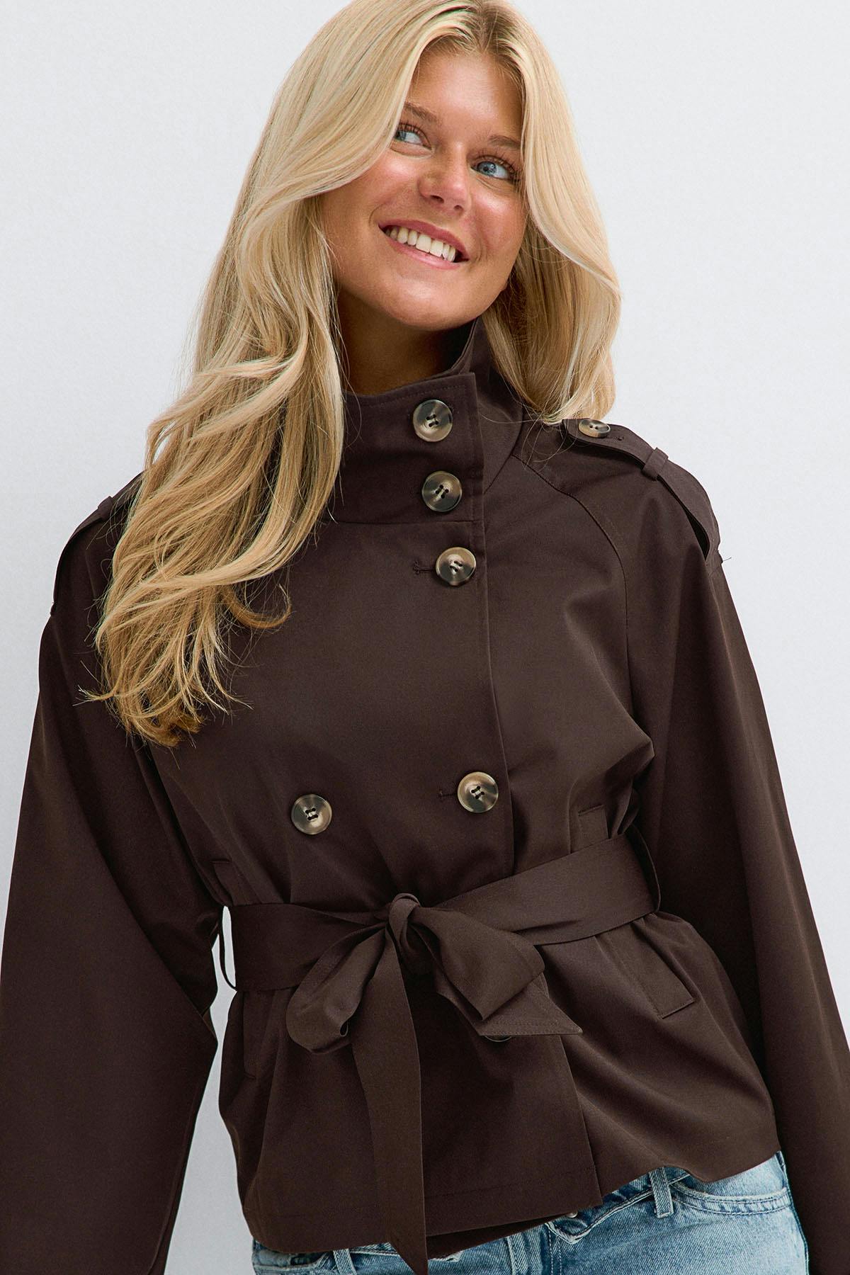 14+ short belted trench jacket - Vert