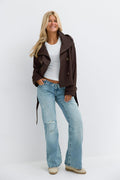 14+ short belted trench jacket - Noir
