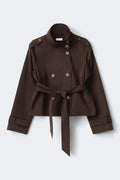 14+ short belted trench jacket - Noir