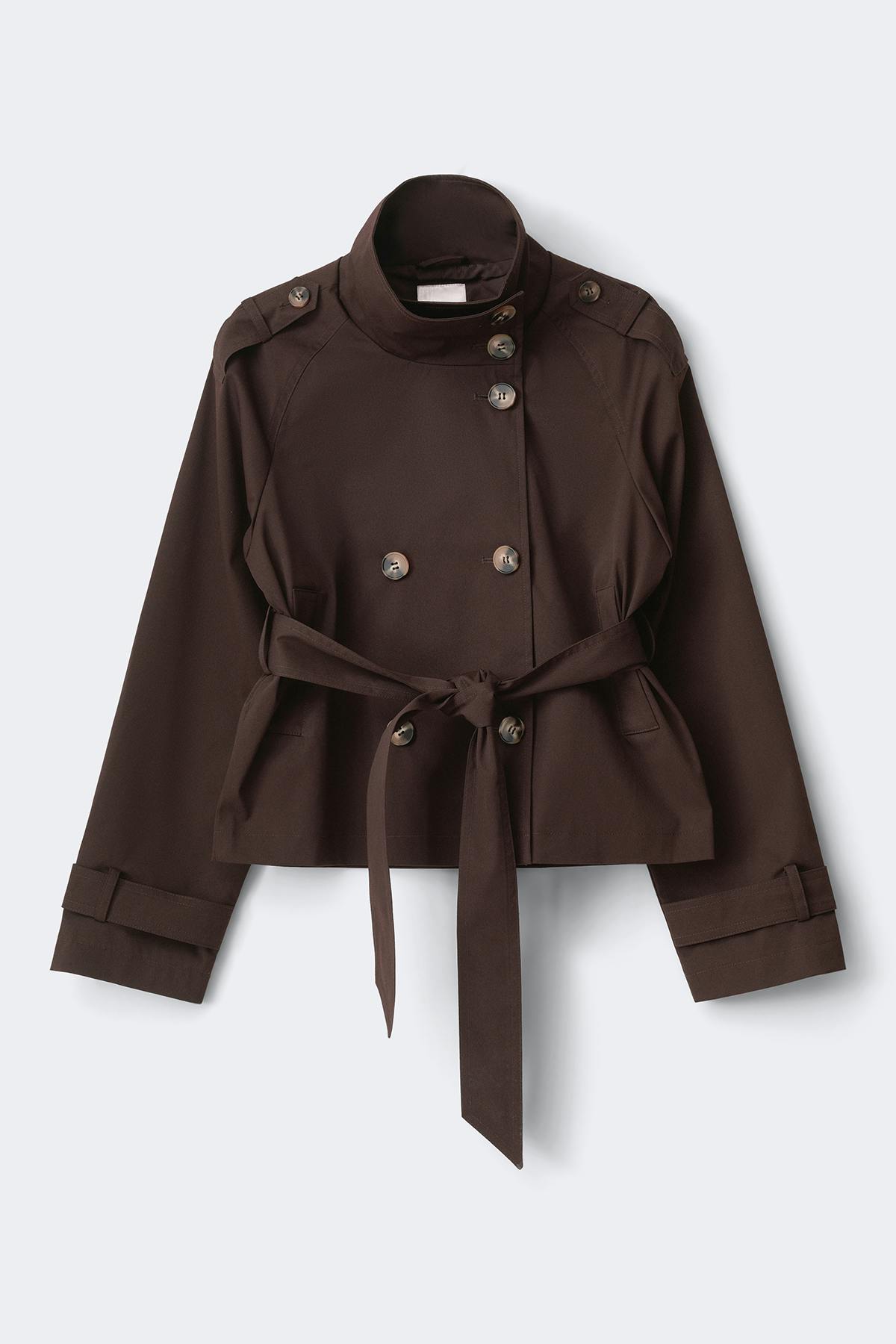 14+ short belted trench jacket - Noir