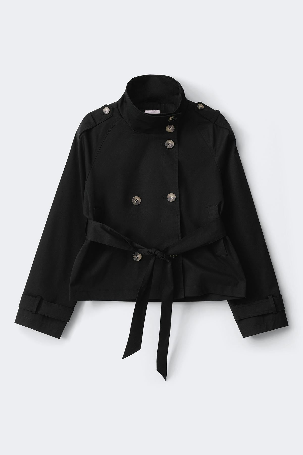 14+ short belted trench jacket - Vert