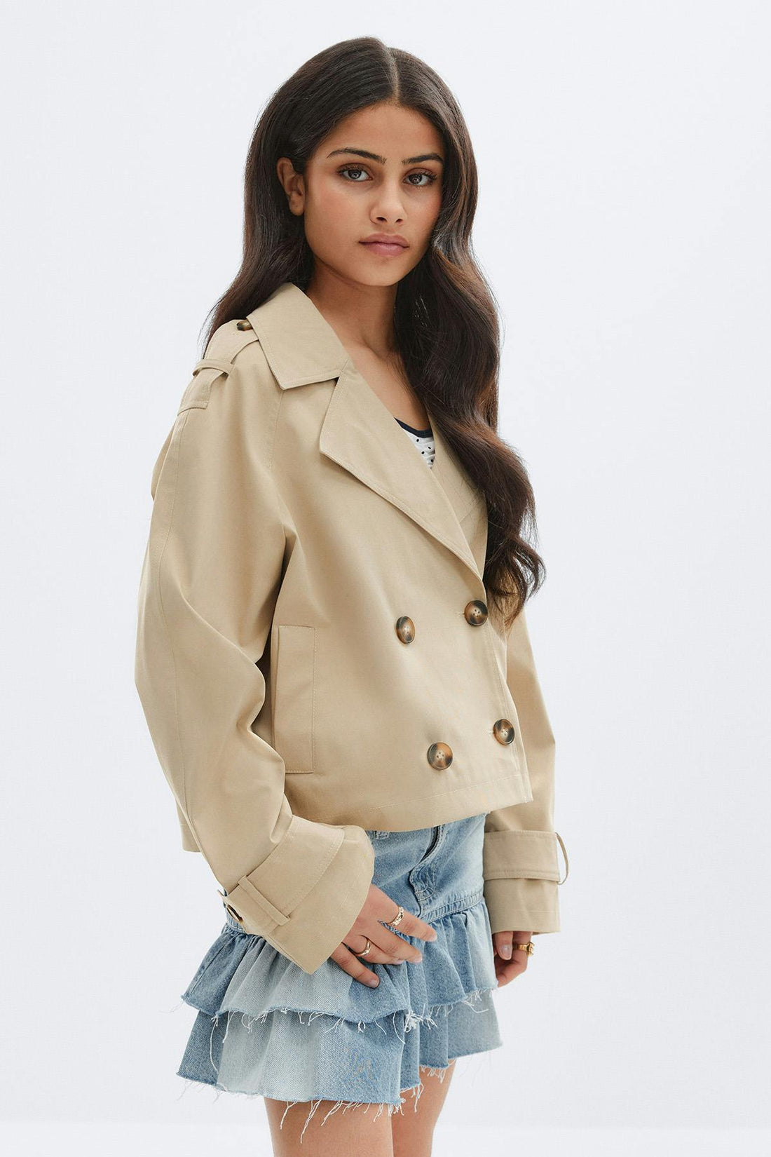 Y short trench jacket - Beige