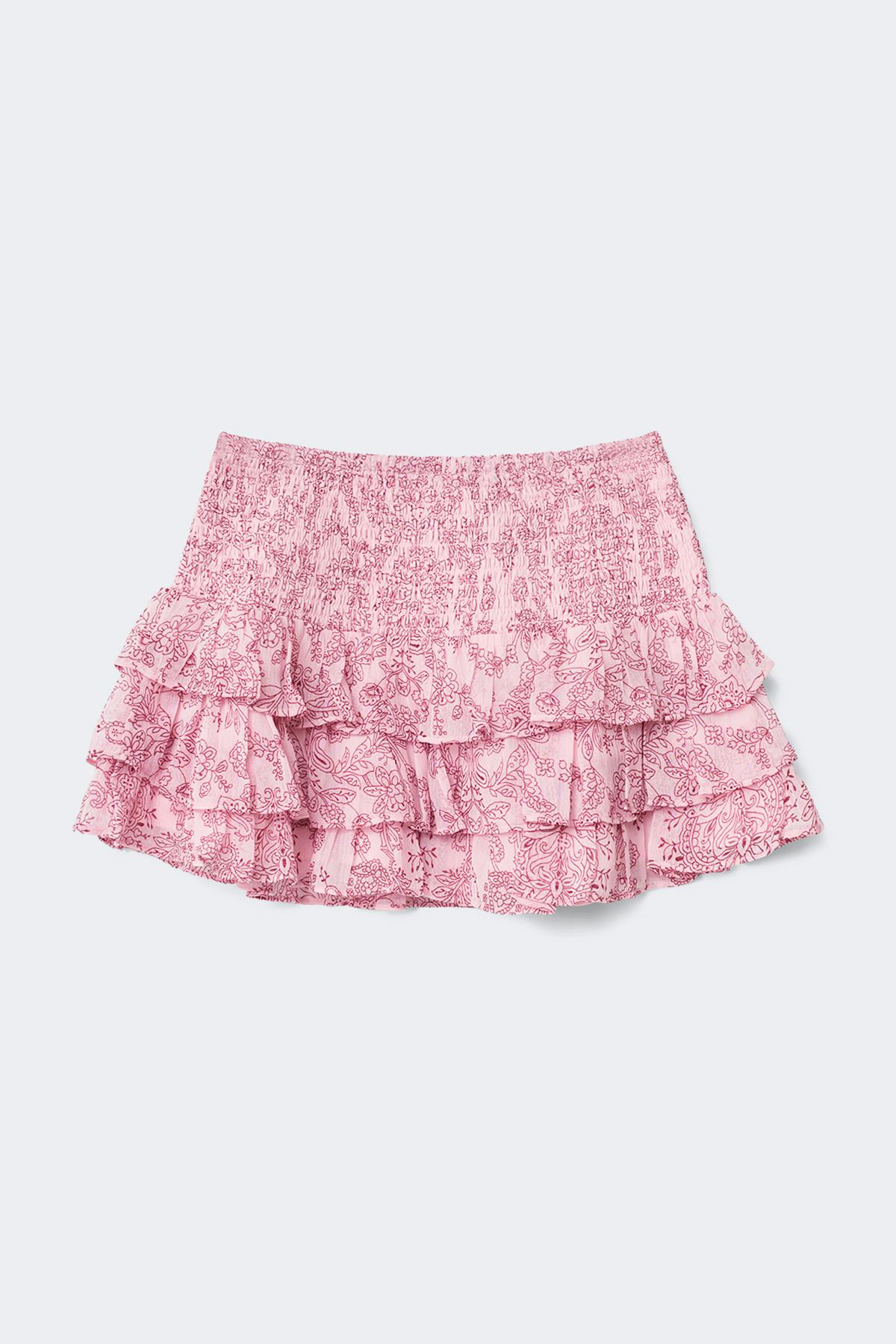 Y frill skirt - Pink paisley