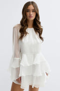 Flowy frill mini dress - Bordeaux