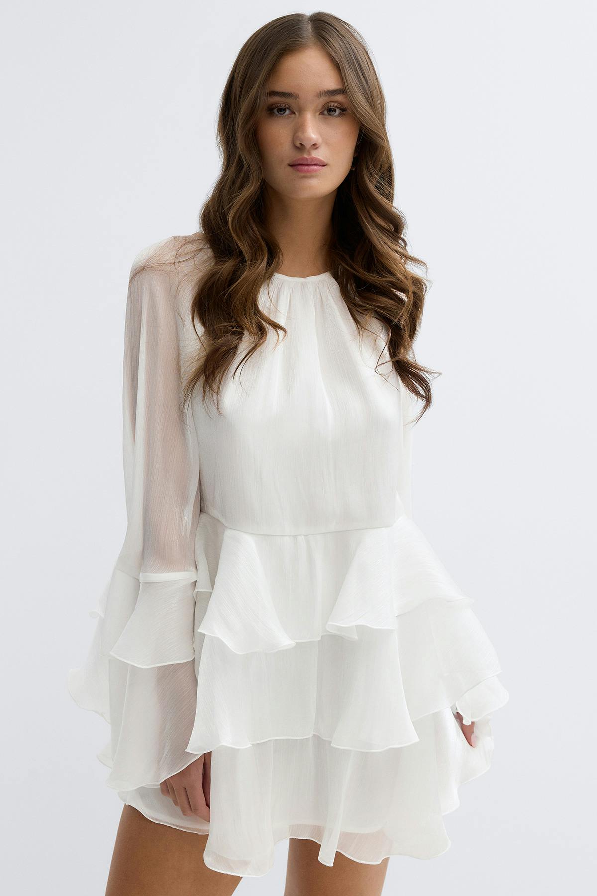 Flowy frill mini dress - Bordeaux