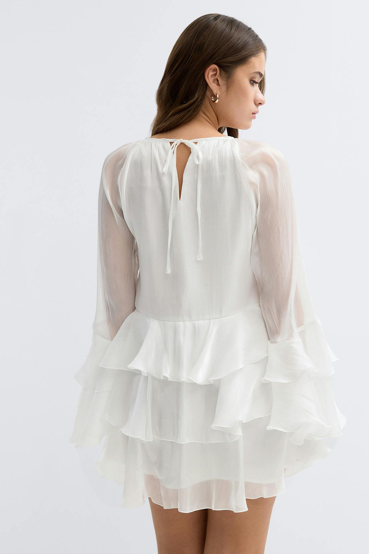 Flowy frill mini dress - Bordeaux