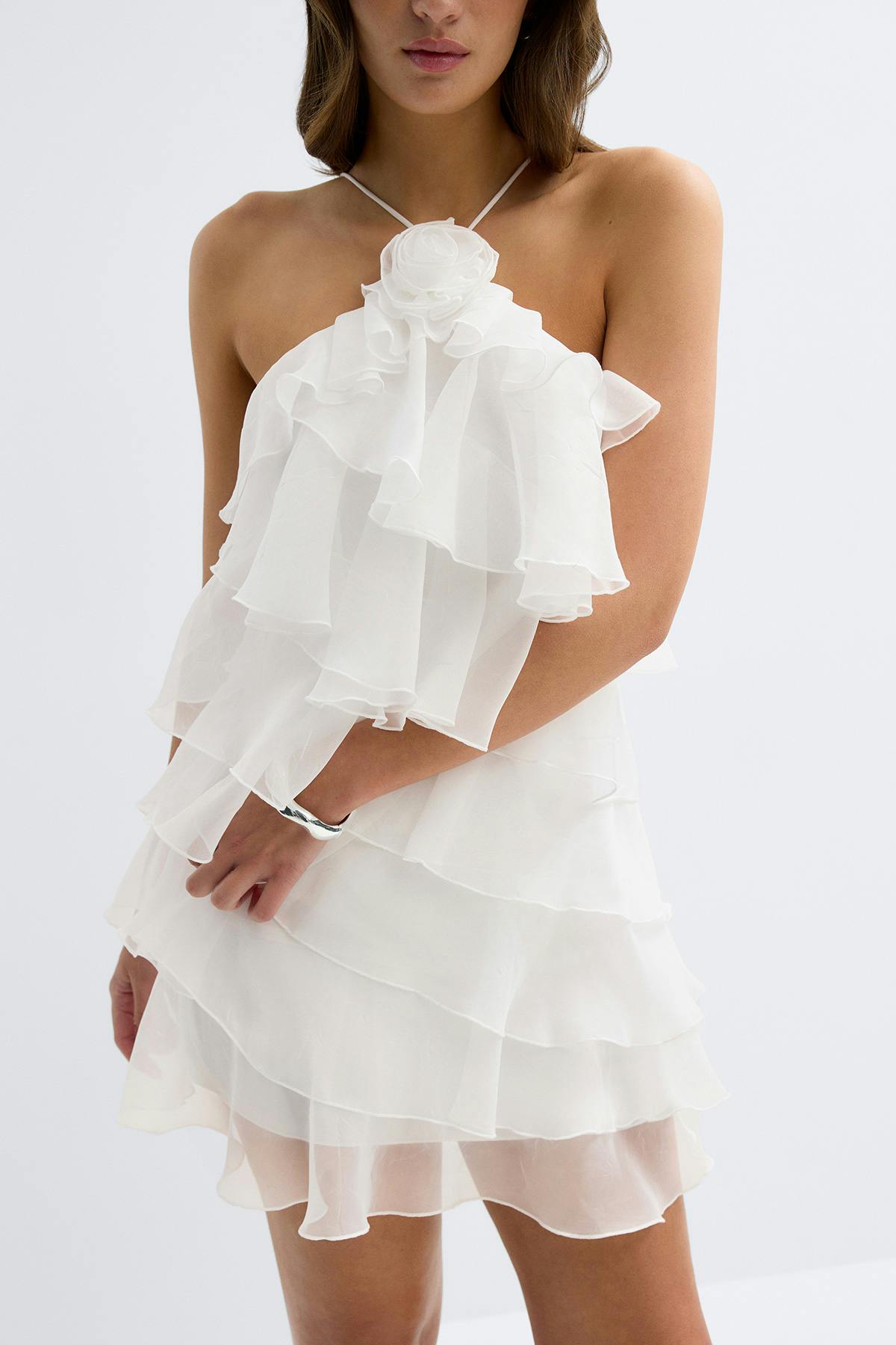 Frill mini dress - Blanc cassé