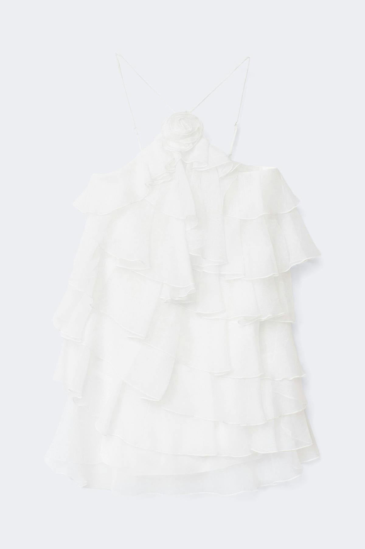 Frill mini dress - Blanc cassé