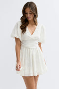 Embroidered mini dress - Blanc cassé