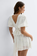 Embroidered mini dress - Blanc cassé
