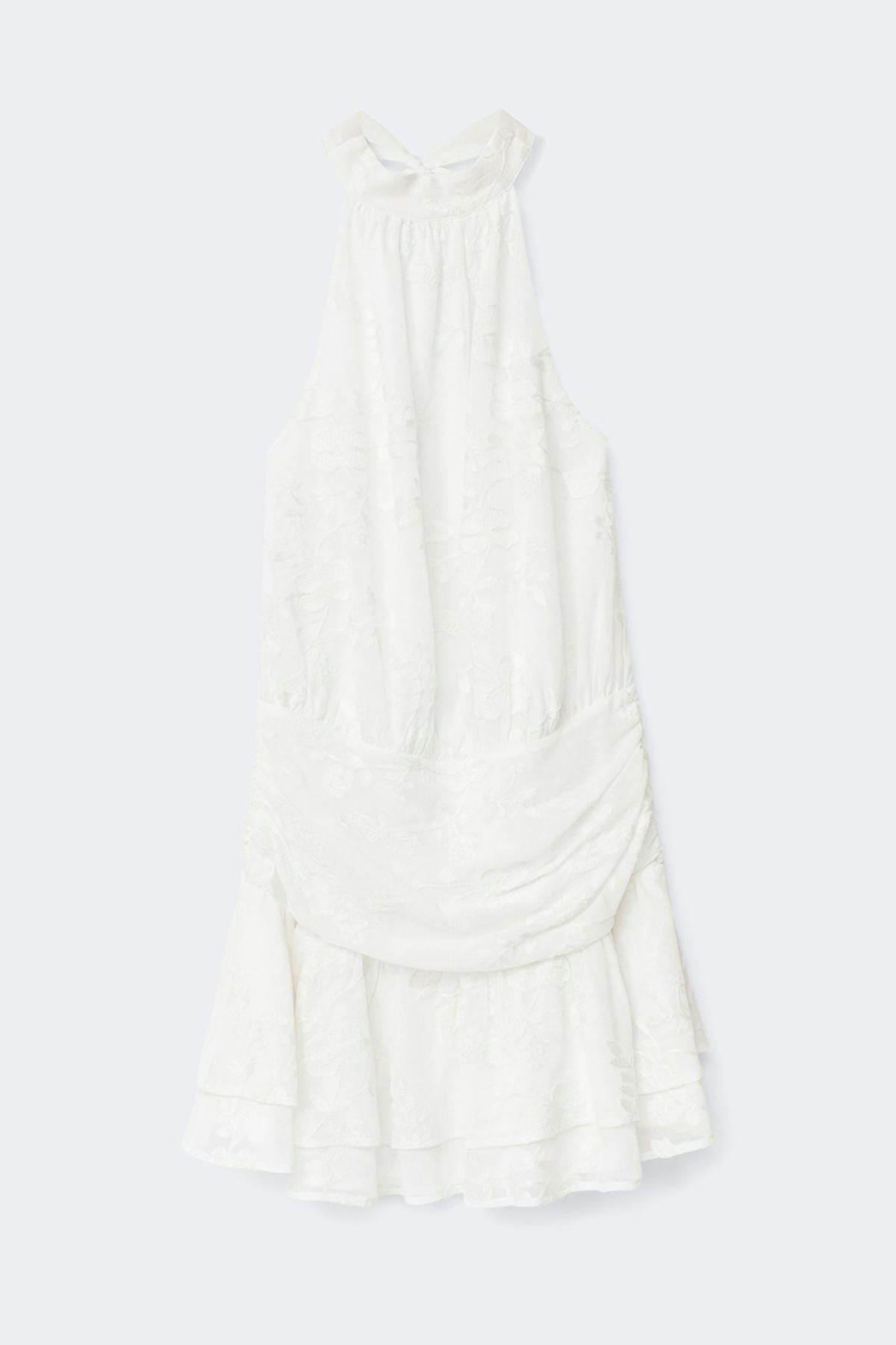 Embroidery mini dress - Blanc cassé