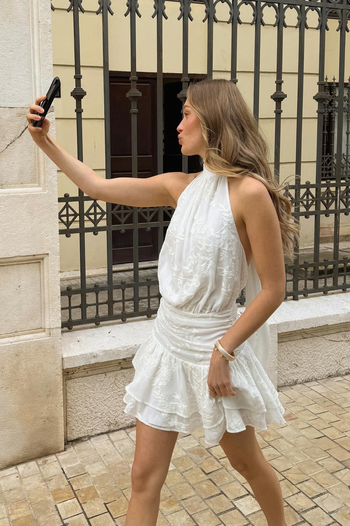 Embroidery mini dress - Rouge