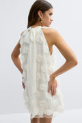 Wide halterneck mini dress - Blanc cassé