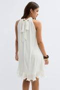 Pleated frill mini dress - Blanc cassé