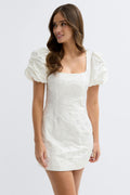 Brocade puffsleeve mini dress - Rose