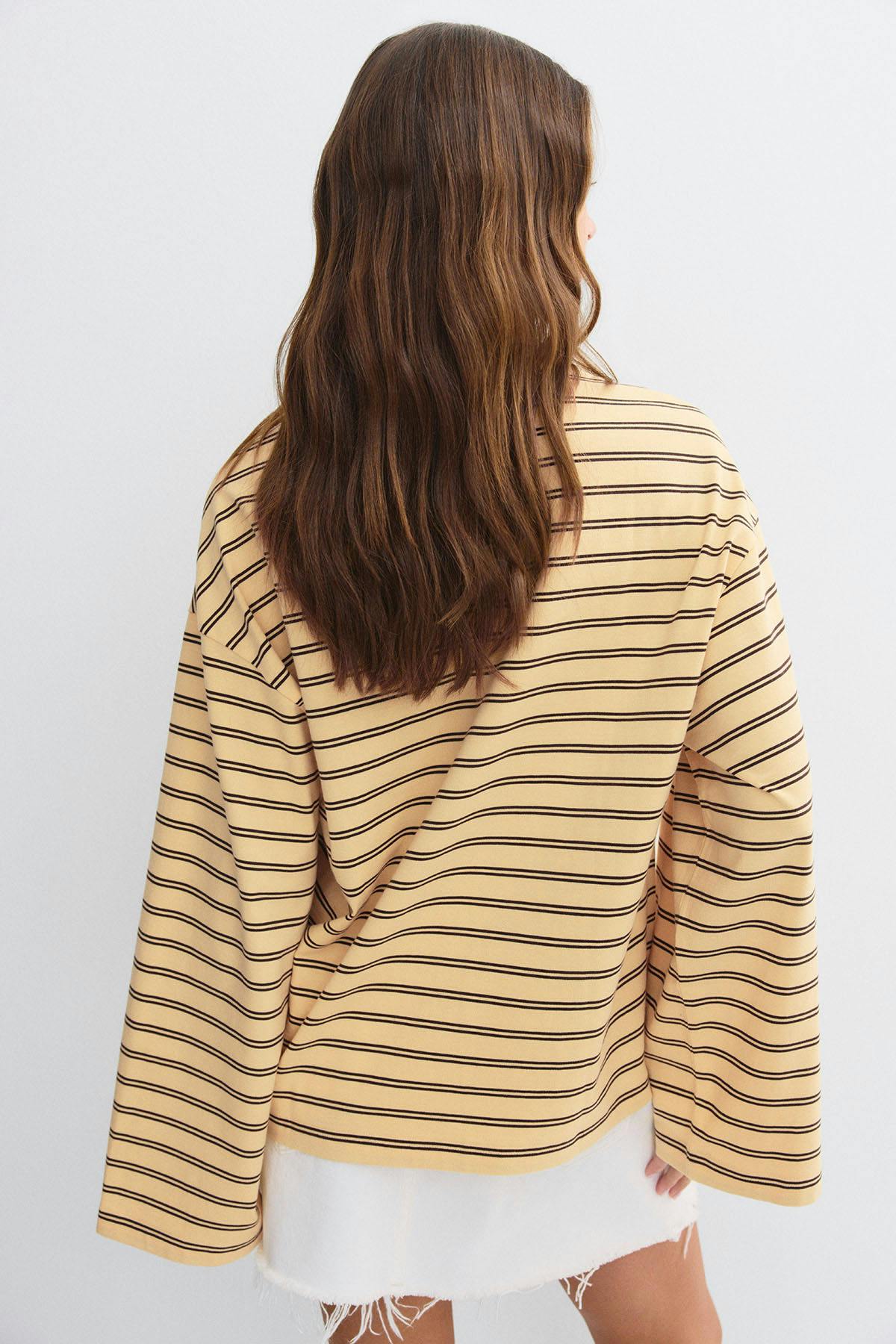 Stripe long sleeve tee - Brown/blue stripe