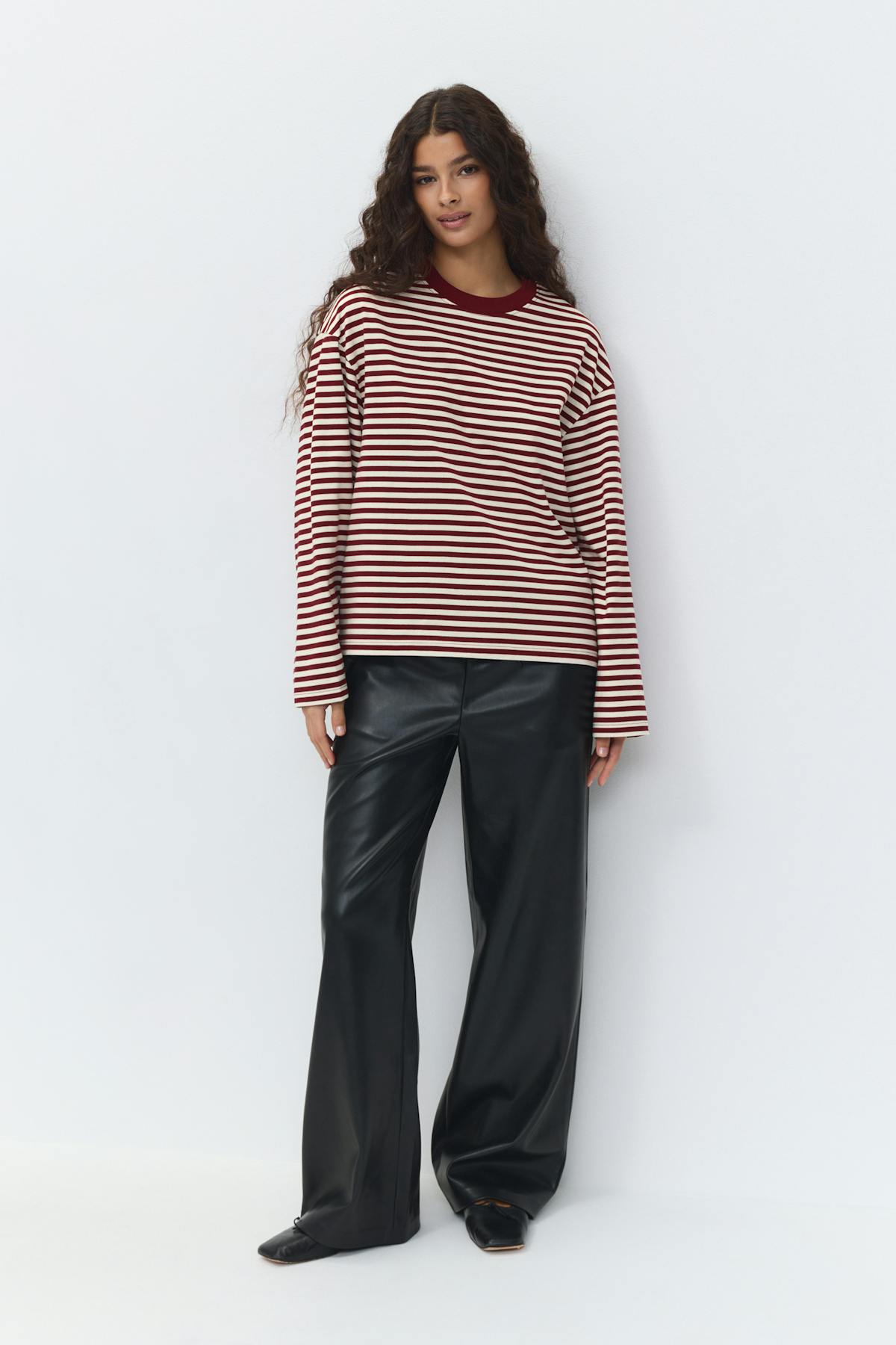 Stripe long sleeve tee - Pomegranate