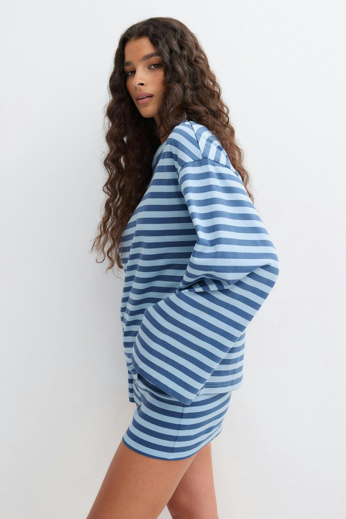 Stripe long sleeve tee - Warmbeige/skull