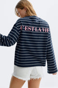 Stripe long sleeve tee - Dusty blue stripe