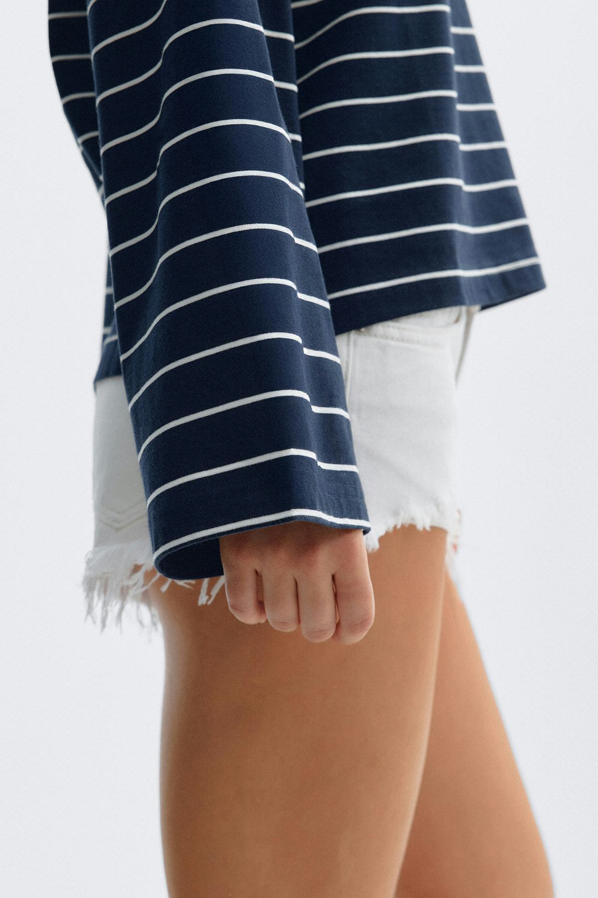 Stripe long sleeve tee - Dusty blue stripe