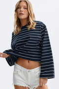 Stripe long sleeve tee - Dusty blue stripe