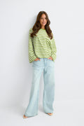 Stripe long sleeve tee - Warmbeige/skull
