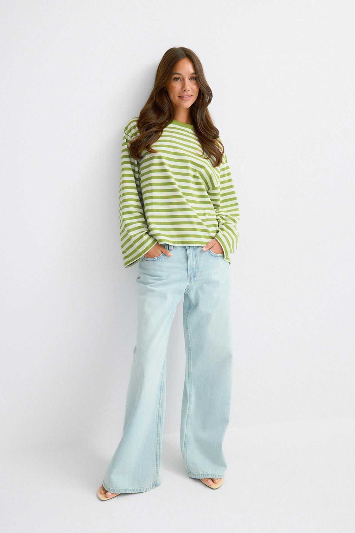 Stripe long sleeve tee - Warmbeige/skull