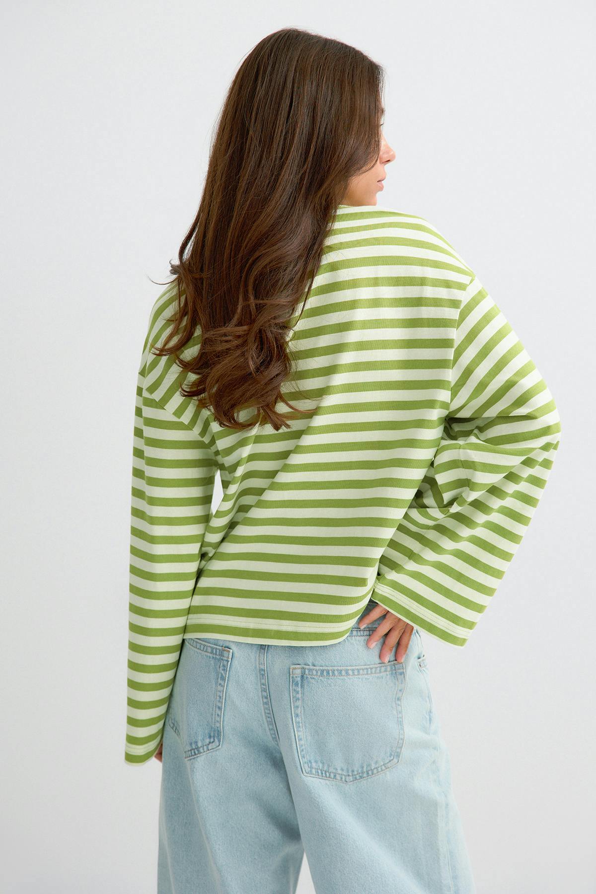 Stripe long sleeve tee - Living c/white