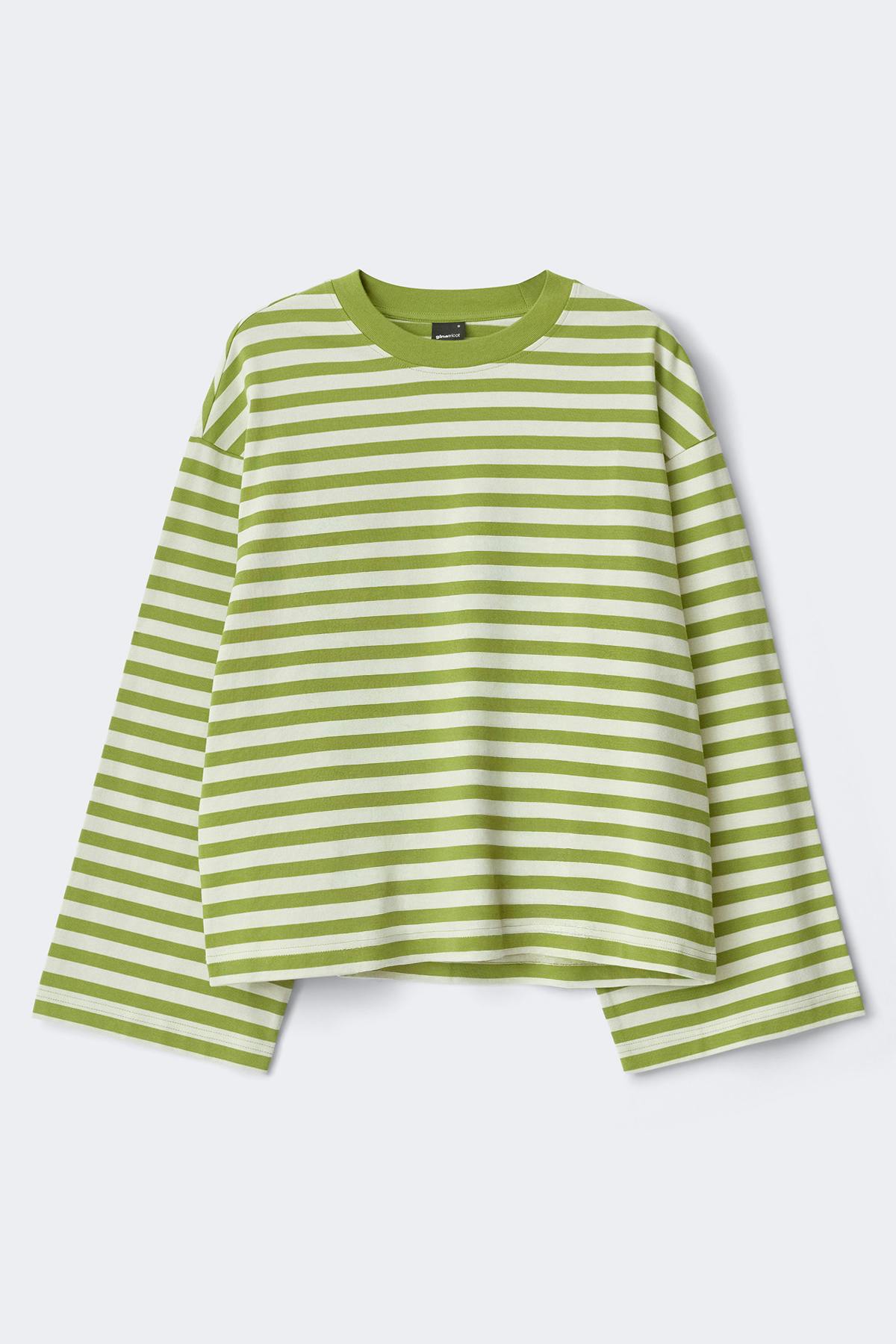 Stripe long sleeve tee - Living c/white