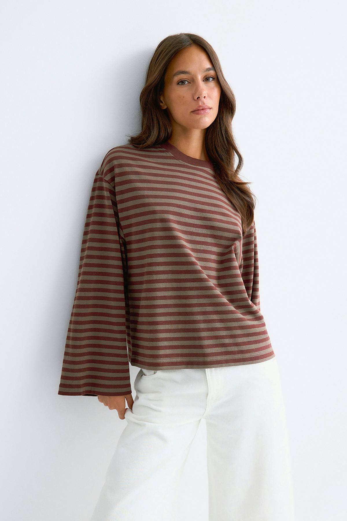 Stripe long sleeve tee - Micro ditsy
