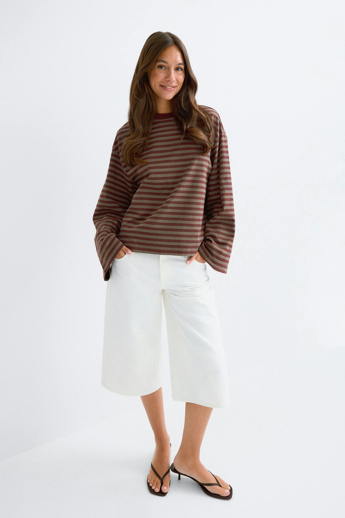 Stripe long sleeve tee - Micro ditsy