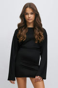Y shaped long sleeve dress - Noir
