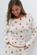 Soft slouchy loungewear top - Teddy bear aop