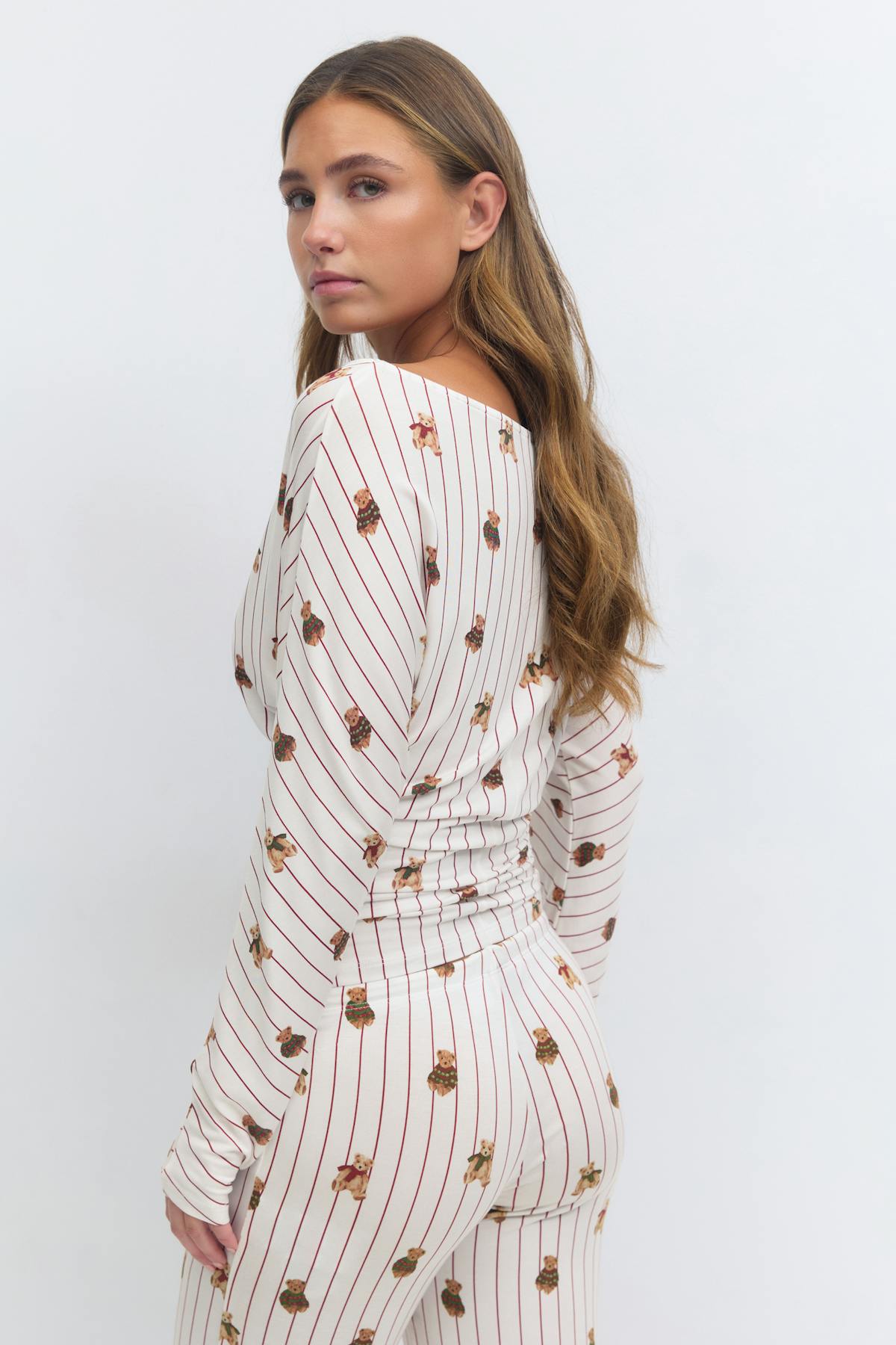 Soft slouchy loungewear top - Teddy bear aop