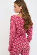 Soft slouchy loungewear top - Christmas stripe