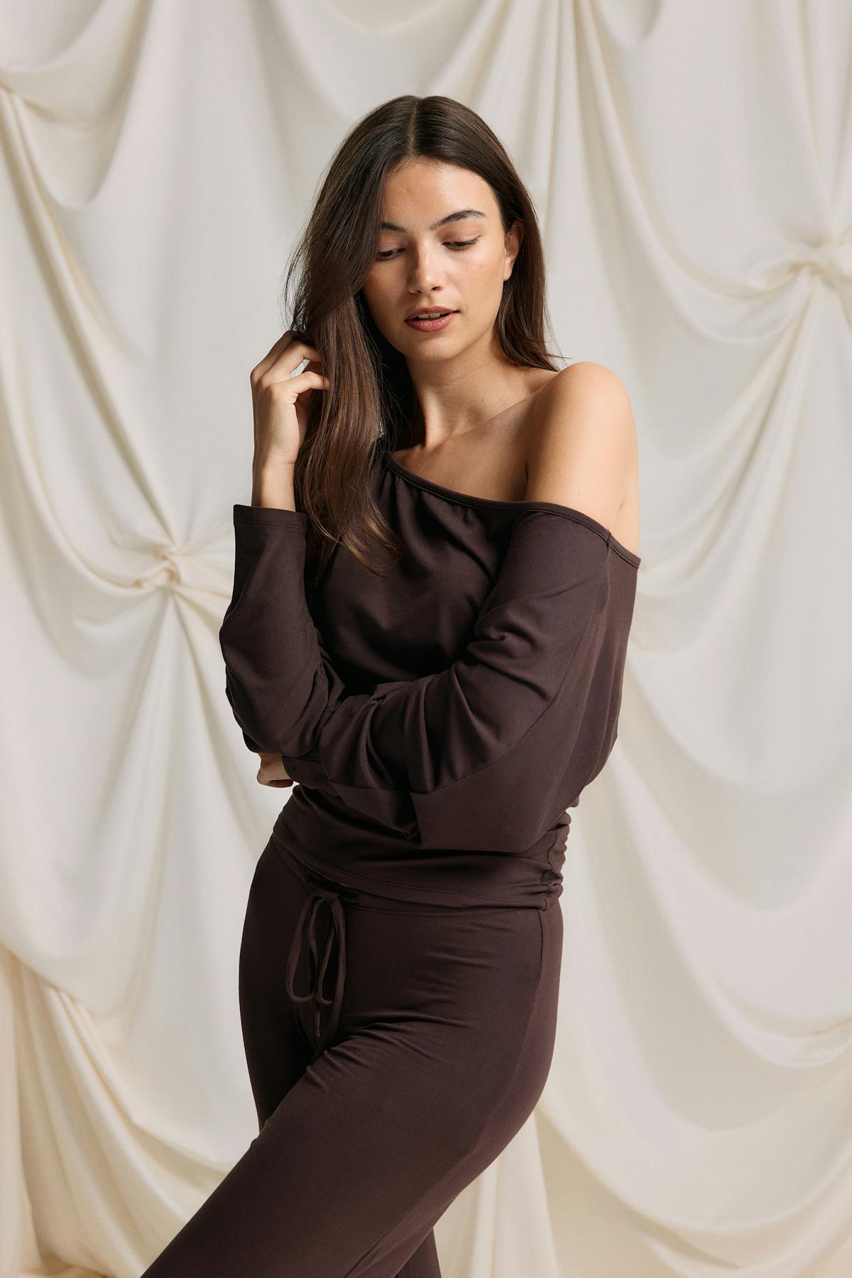 Soft slouchy loungewear top - Christmas stripe