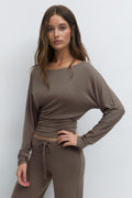 Soft slouchy loungewear top - Chocolate plum