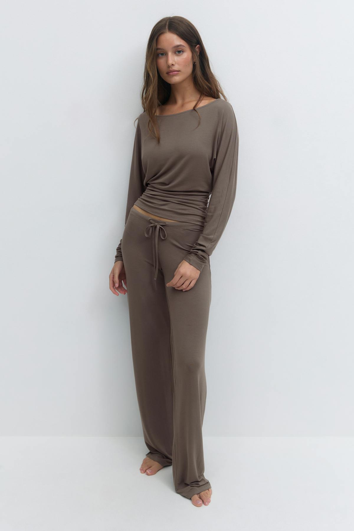 Soft slouchy loungewear top - Chocolate plum